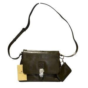 Patricia Nash Mili Leather Medium Flap Crossbody w/ Coin Pouch  OLIVE 0116